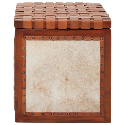 Ashbourne Hair Leather Storage Stool