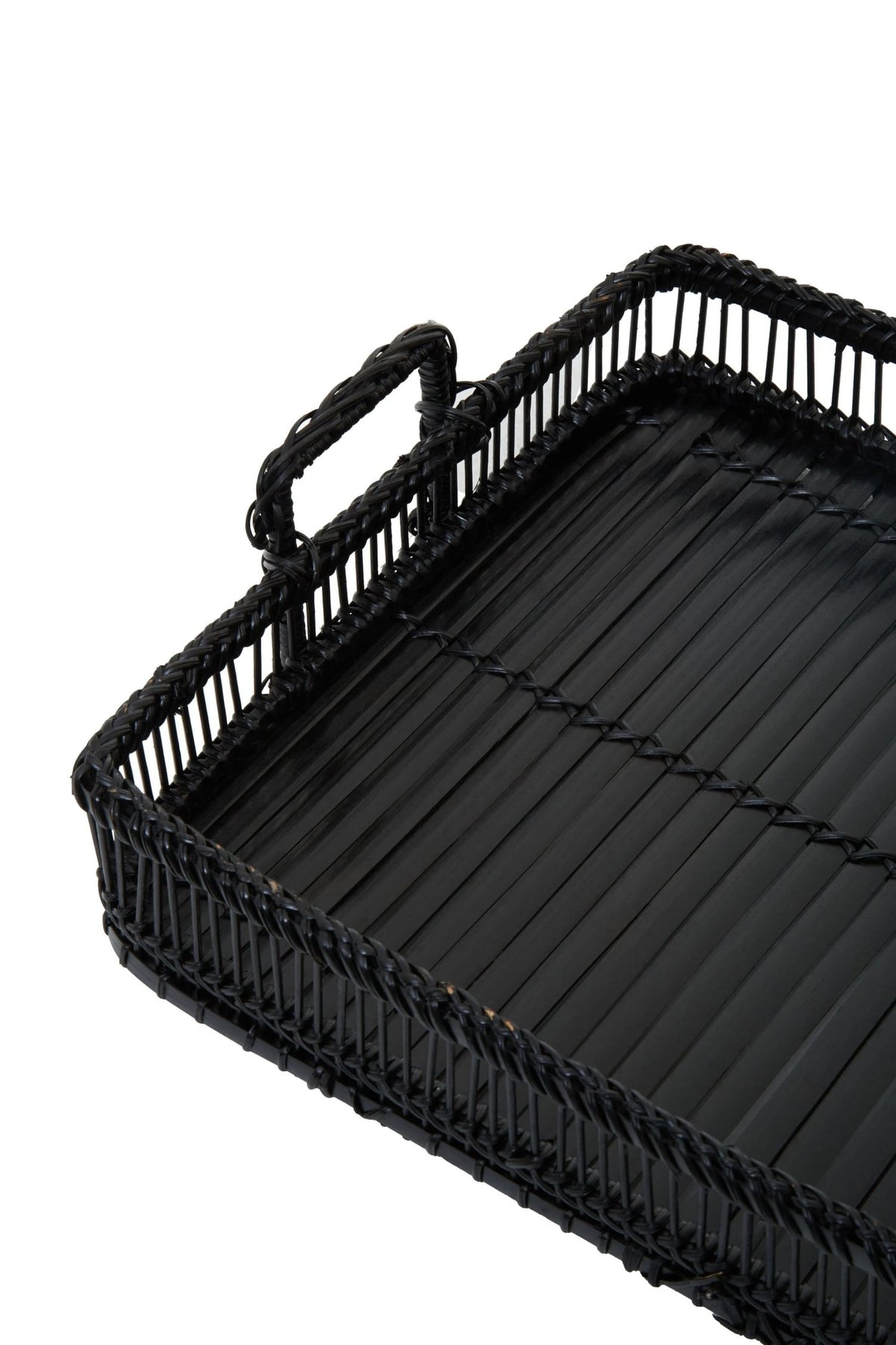 Ashwell Black Rattan Bamboo Rectangular Tray image 4