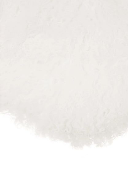 Klepp Mongolian Fur White Round Cushion image 4