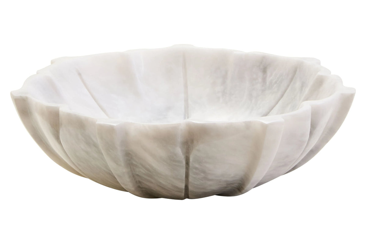 Jevelle Medium White Marble Lotus Bowl image 1