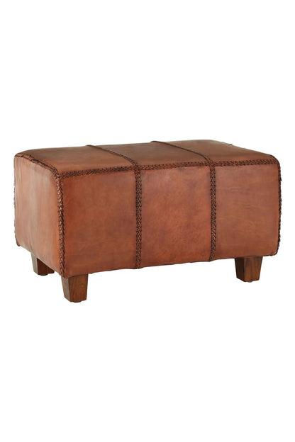 Godalmira Leather Bench Teak Wood Legs