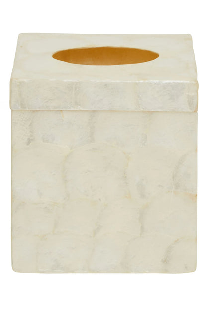 Johara White Shell Square Tissue Box image 1