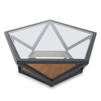 Folvik Hexagon Glass Black Coffee Table image 2