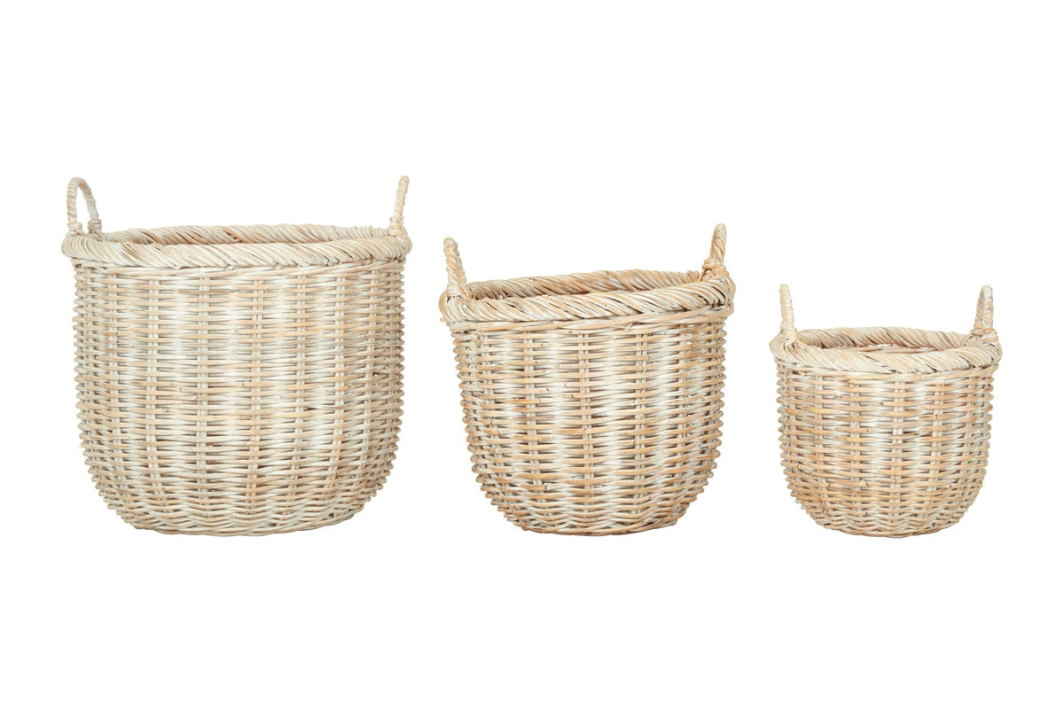 Flekkvira Whitewash Rattan Storage Baskets image 2