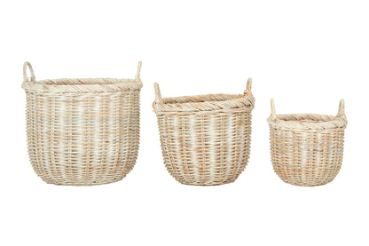 Flekkvira Whitewash Rattan Storage Baskets image 2