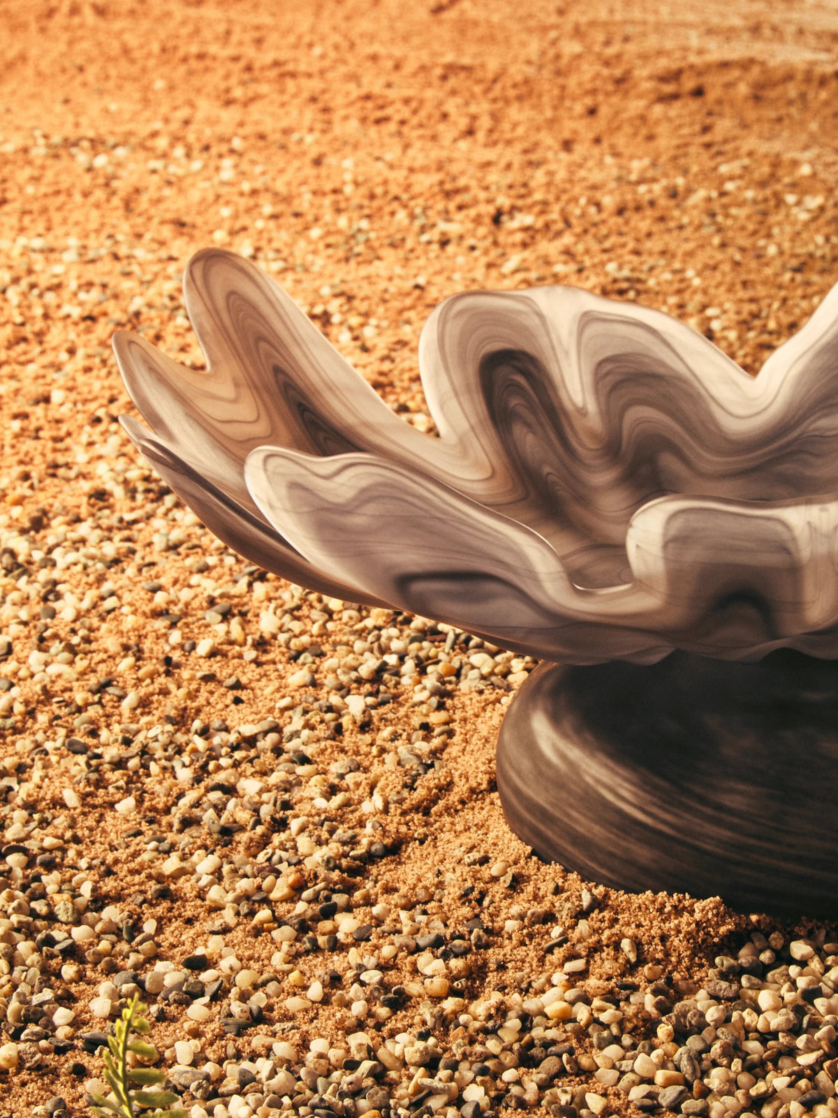 Porsgrunn Grey Fluted Glass Pedestal Bowl image 4