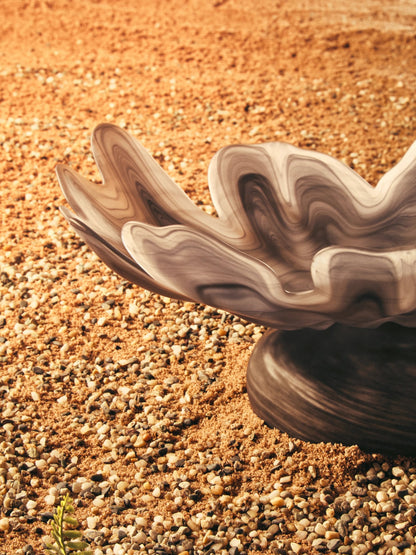 Porsgrunn Grey Fluted Glass Pedestal Bowl image 4