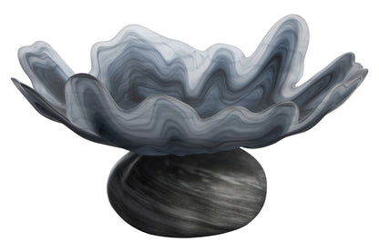 Porsgrunn Grey Fluted Glass Pedestal Bowl image 2