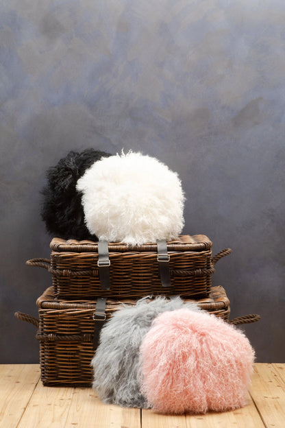 Klepp Mongolian Fur White Round Cushion image 2