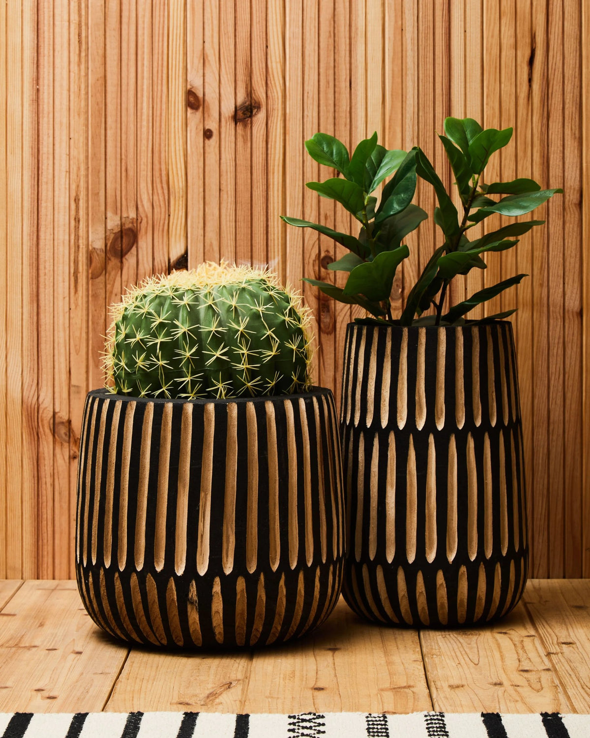 Andria Large Natural Black Wooden Planter image 7