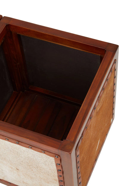 Ashbourne Hair Leather Storage Stool