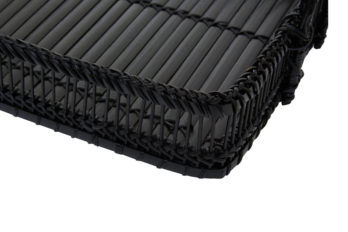 Ashwell Black Rattan Bamboo Rectangular Tray image 7