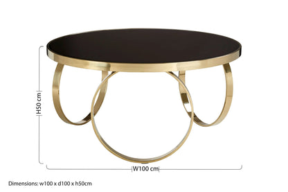 Zelath Black Mirror Gold Coffee Table image 3