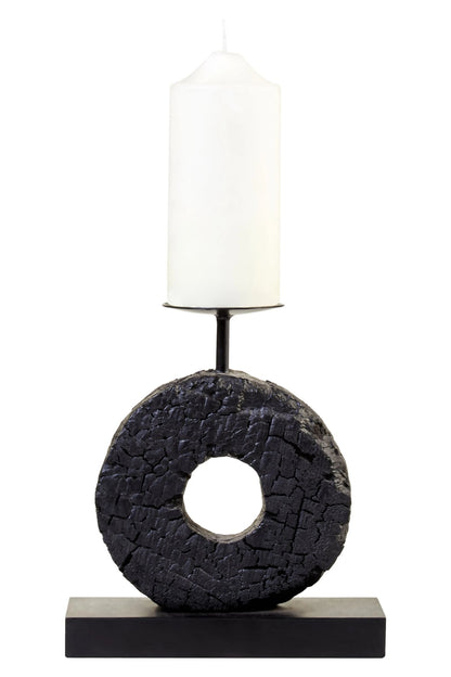 Vernazza Small Black Wood Candle Holder image 2