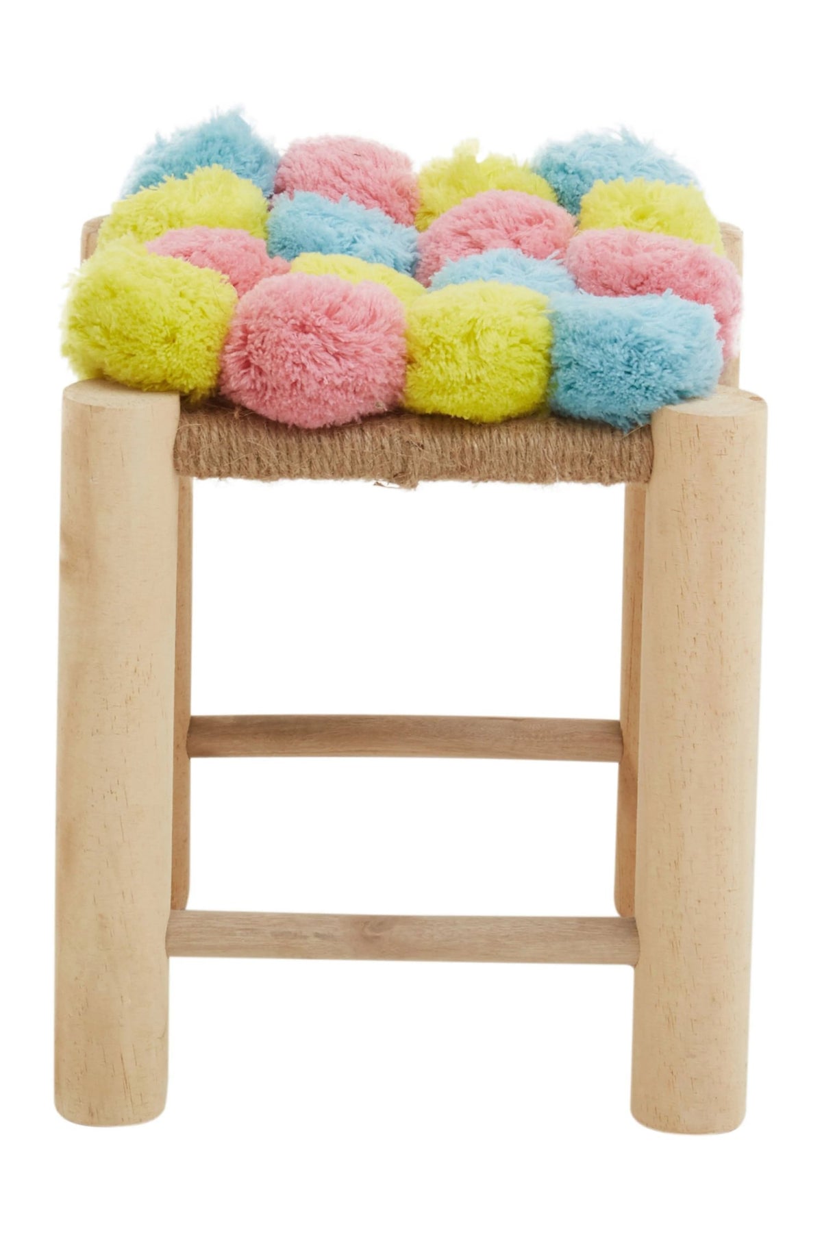 Garda Village Pink Blue Yellow Pom Stool