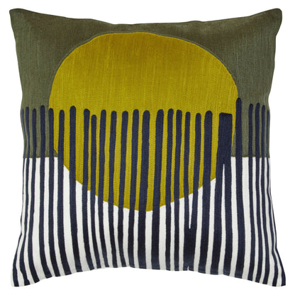 Jorath Green White Square Cushion image 1