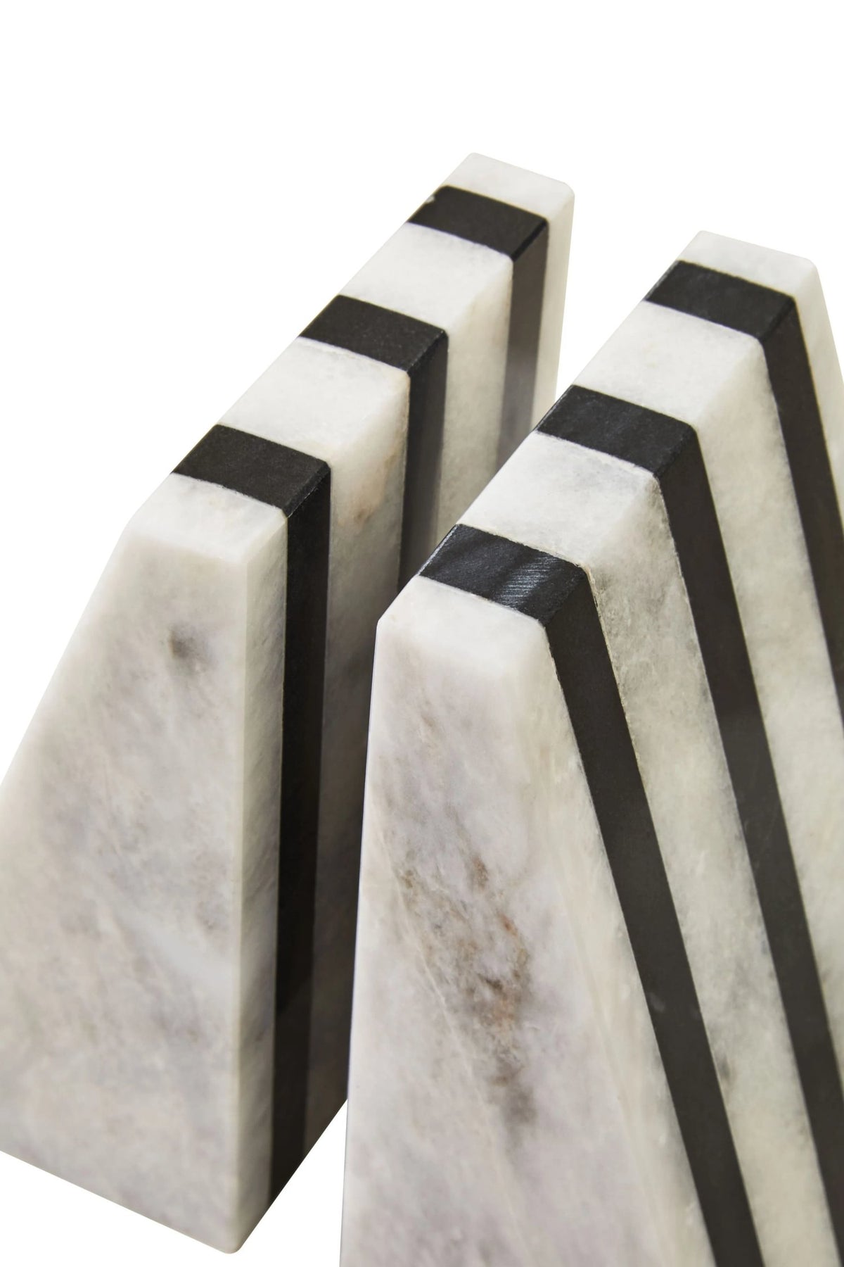 Nils Set Striped White Marble Bookends image 8