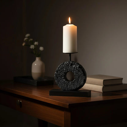 Vernazza Small Black Wood Candle Holder image 20