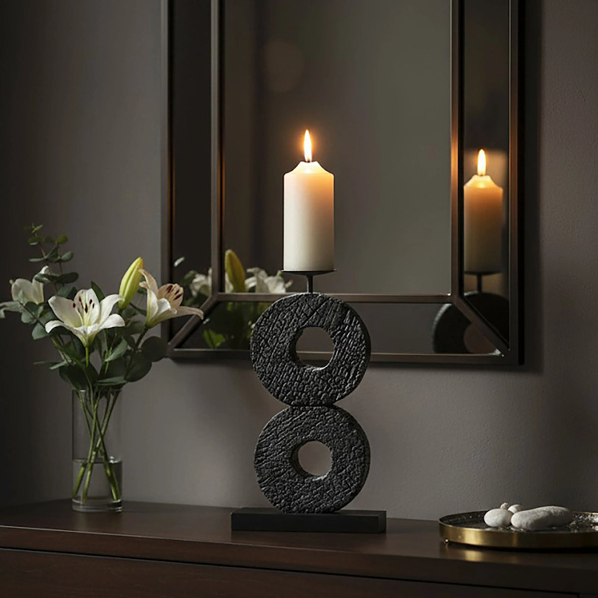 Nilvik Large Black Wood Candle Holder image 17