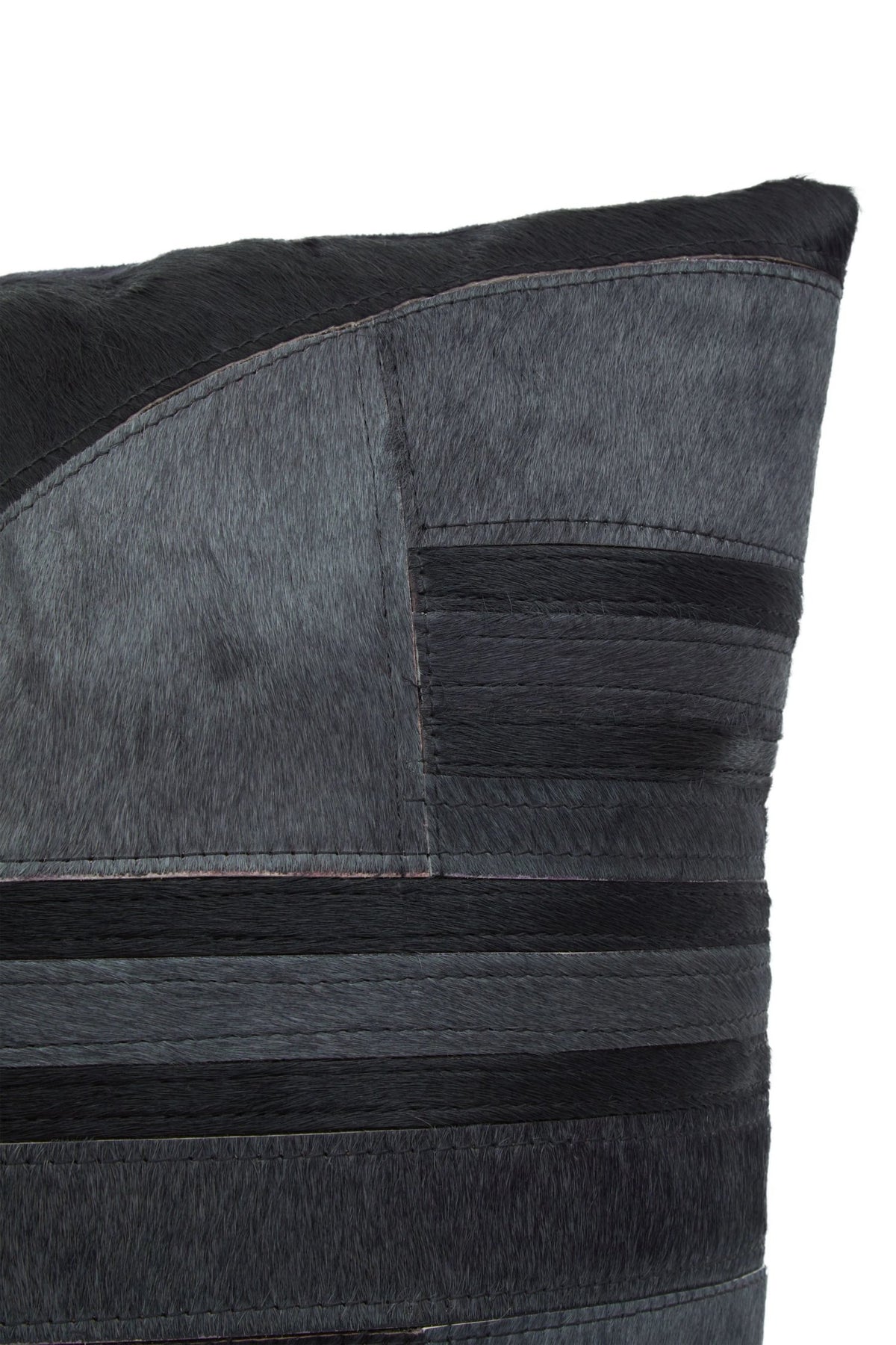 Ebba Black Grey Hair-on Leather Cushion image 7
