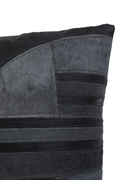 Ebba Black Grey Hair-on Leather Cushion image 7