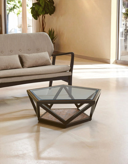 Folvik Hexagon Glass Black Coffee Table image 9