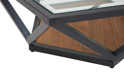 Folvik Hexagon Glass Black Coffee Table image 5