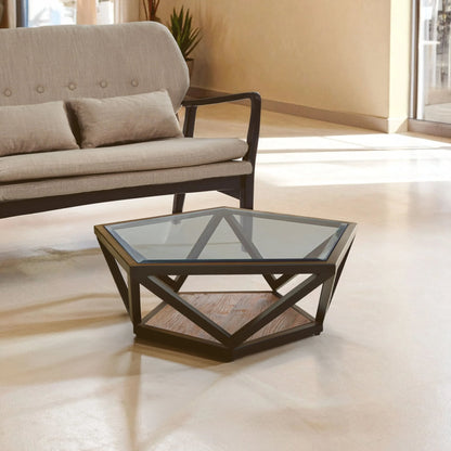 Folvik Hexagon Glass Black Coffee Table image 11