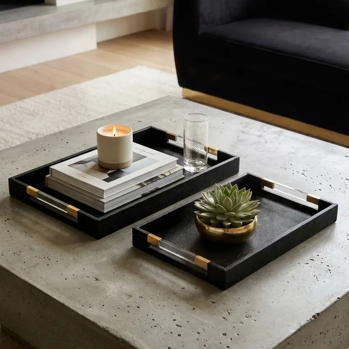 Rochester Set Black Shagreen Trays Tray image 6