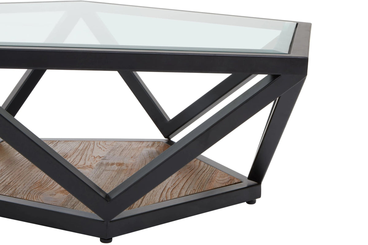 Folvik Hexagon Glass Black Coffee Table image 6