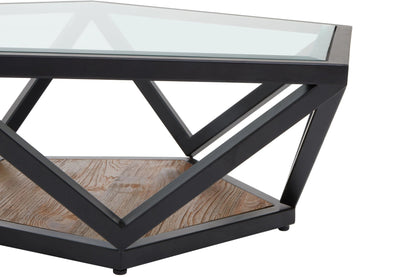 Folvik Hexagon Glass Black Coffee Table image 6