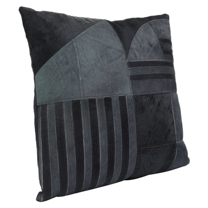 Ebba Black Grey Hair-on Leather Cushion image 2