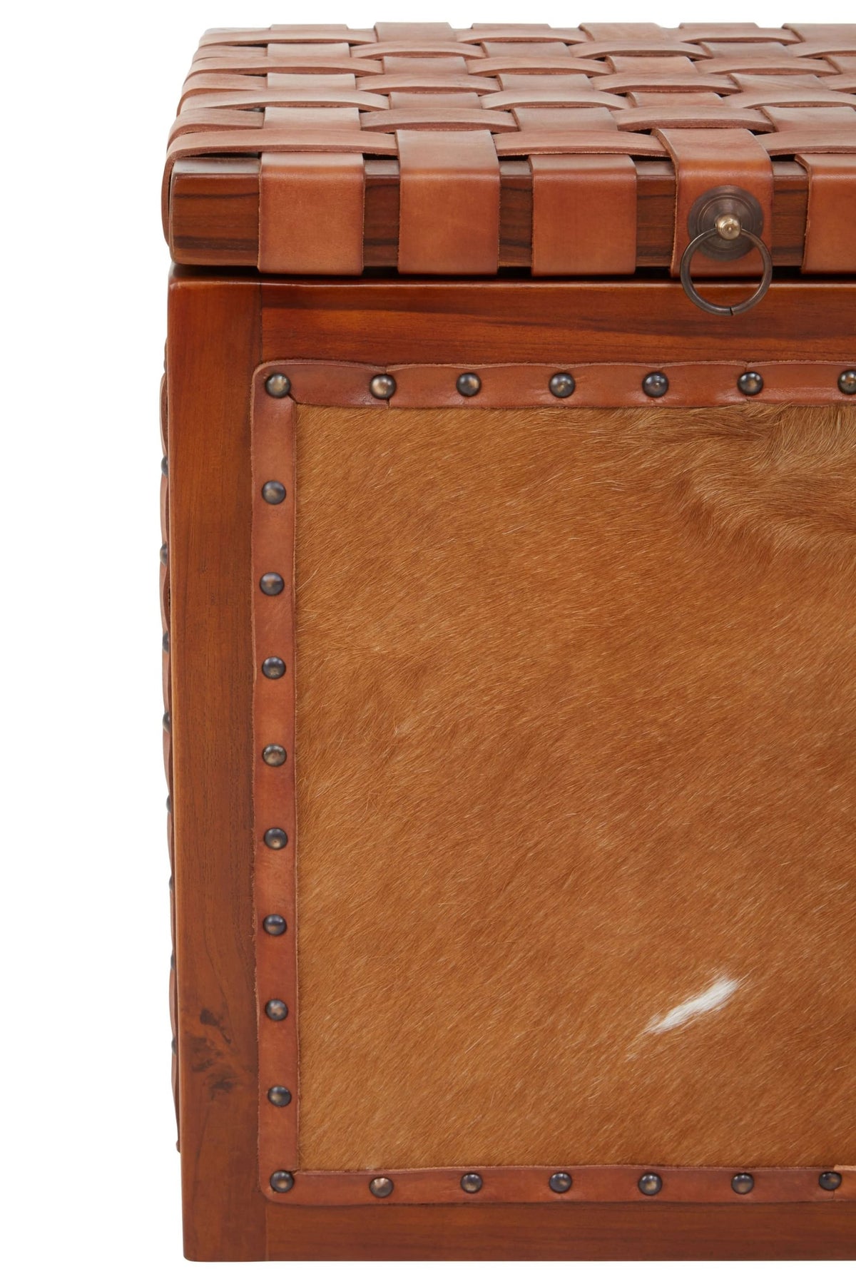 Ashbourne Hair Leather Storage Stool