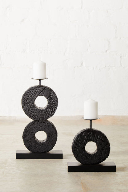 Vernazza Small Black Wood Candle Holder image 7