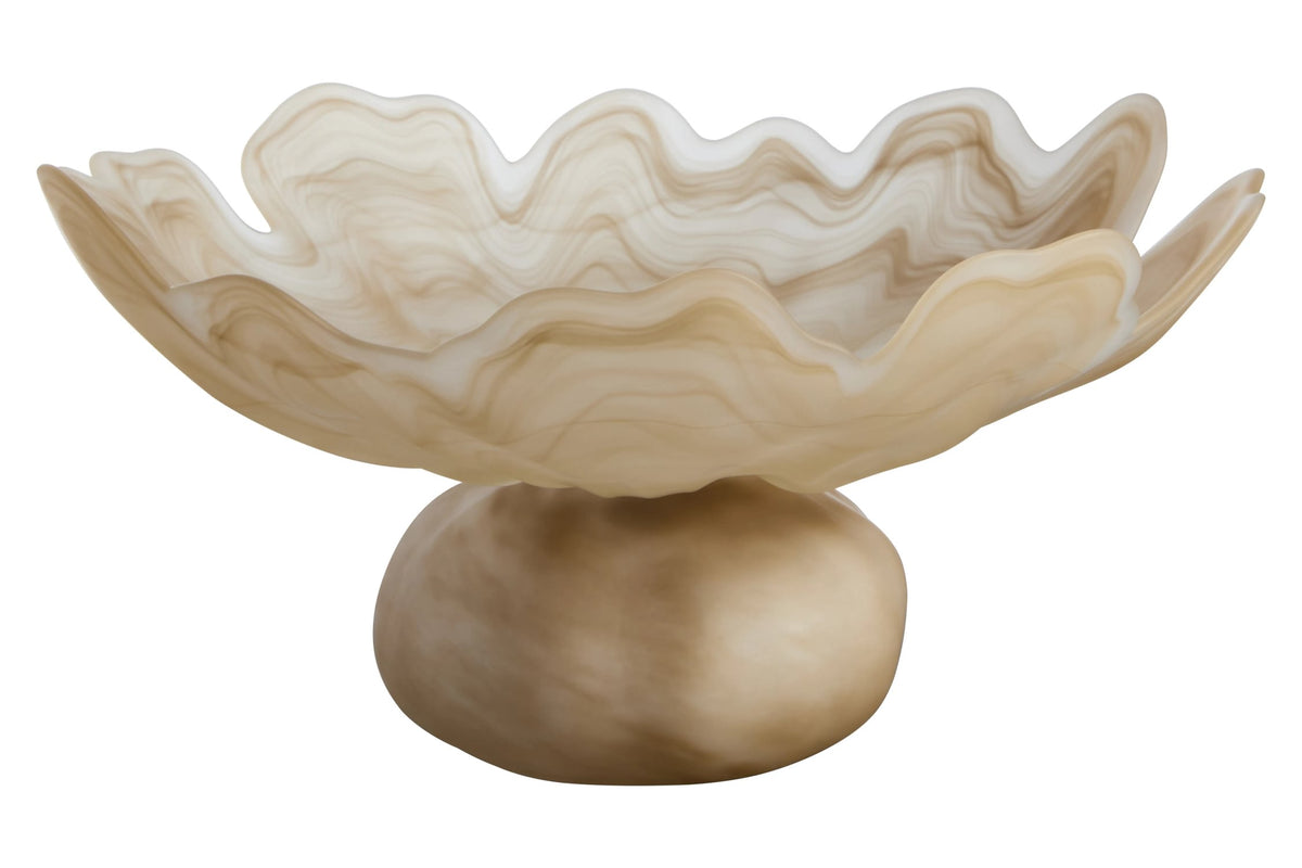 Dolvath Natural Fluted Glass Pedestal Bowl image 1