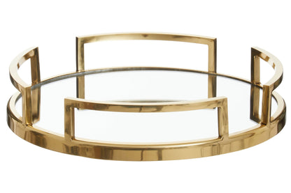Xylquin Gold Mirrored Round Tray image 1