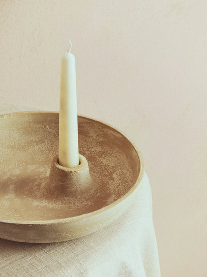 Andervik Beige Whitewash Textured Candle Holder image 6