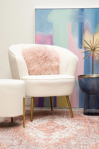Ivovora Mongolian Fur Pink Round Cushion image 7