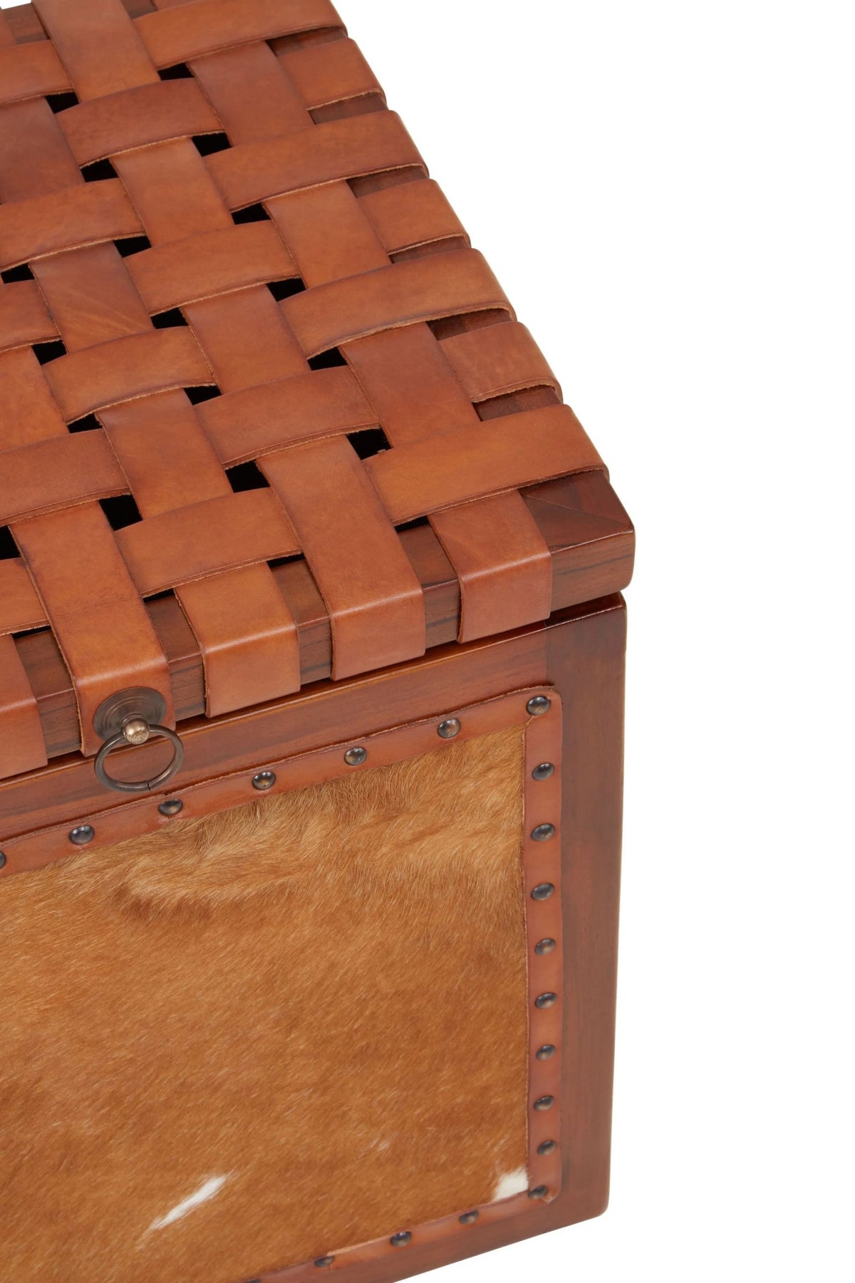 Ashbourne Hair Leather Storage Stool