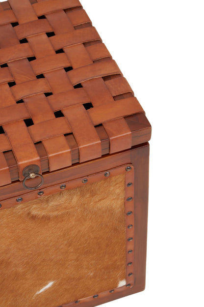 Ashbourne Hair Leather Storage Stool