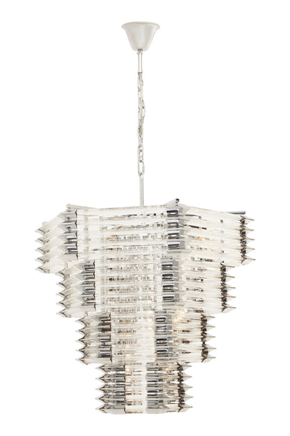 Mertona Glass Chrome Prism Light Fifteen Bulbs