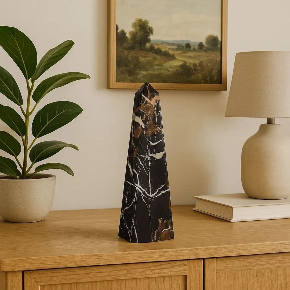 Olavik Large Black Marble Obelisk