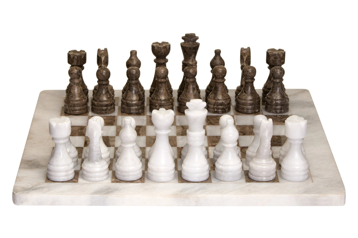 Carbonia White Grey Marble Chess Set image 1