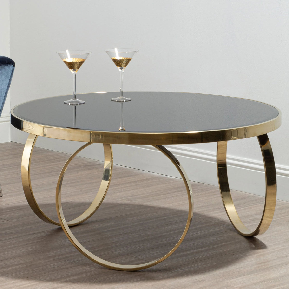 Zelath Black Mirror Gold Coffee Table image 9