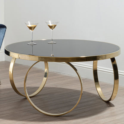 Zelath Black Mirror Gold Coffee Table image 9