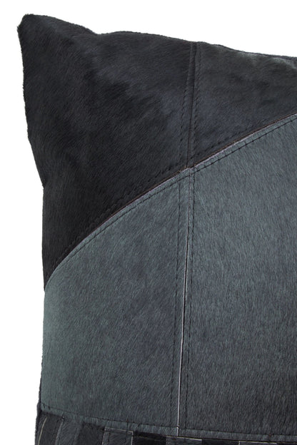 Ebba Black Grey Hair-on Leather Cushion image 6