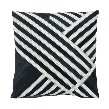 Vercelli Black White Hair-on Leather Cushion image 1