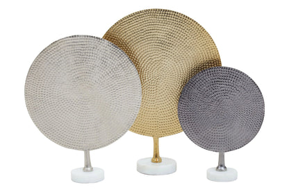 Favignana Set 3 Hammered Metal Marble Base