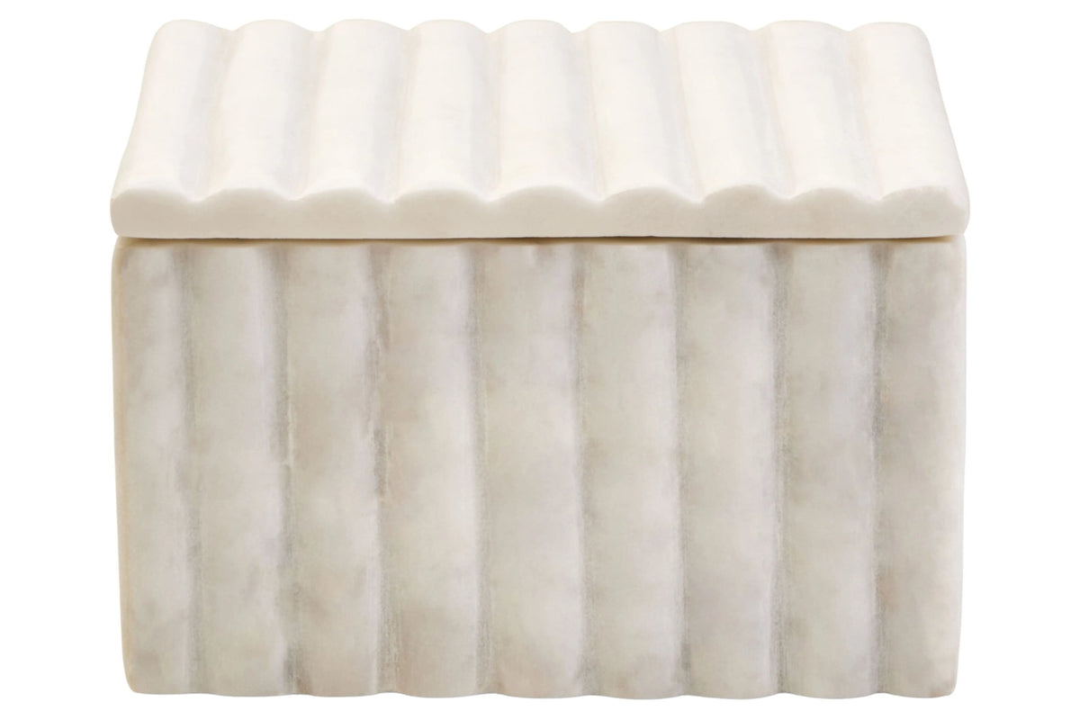 Vetlanda White Marble Fluted Square Box image 1