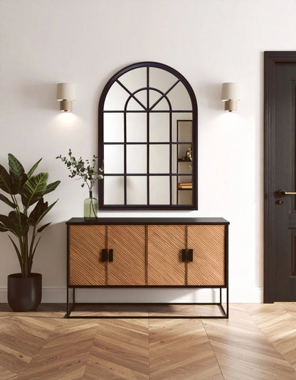 Bodvik Black Arched Wooden Wall Mirror image 6